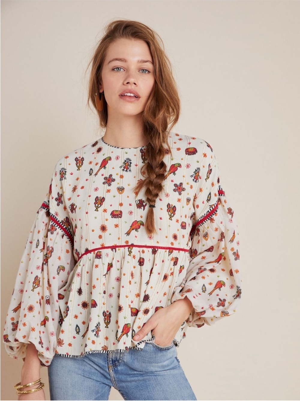 Anthropologie Nikasha Embroidered Blouse